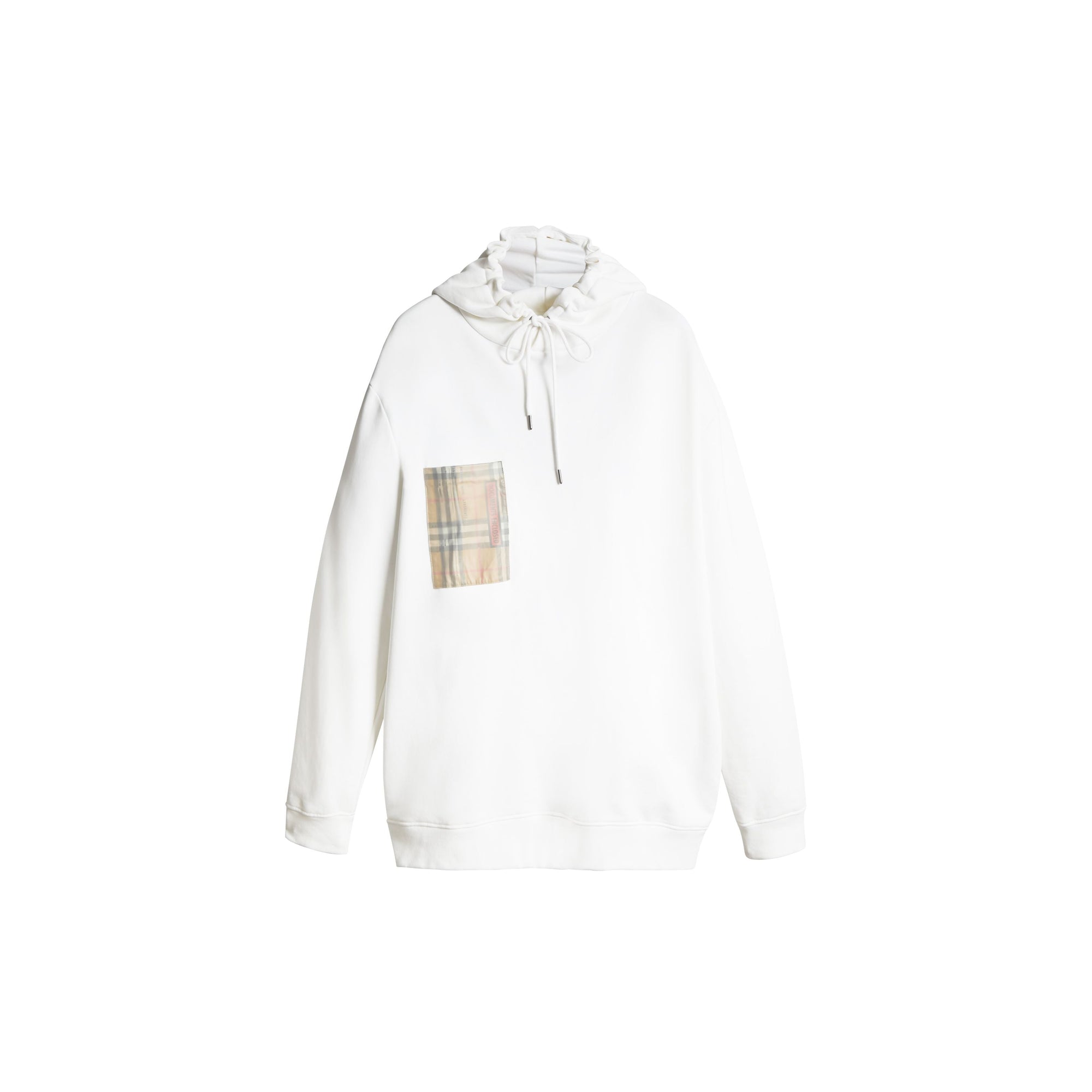 WHITE Sweat-shirt à capuche en jersey de coton avec poche à imprimé étiquette