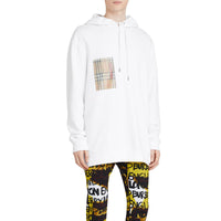 WHITE Sweat-shirt à capuche en jersey de coton avec poche à imprimé étiquette