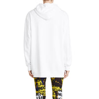 WHITE Sweat-shirt à capuche en jersey de coton avec poche à imprimé étiquette