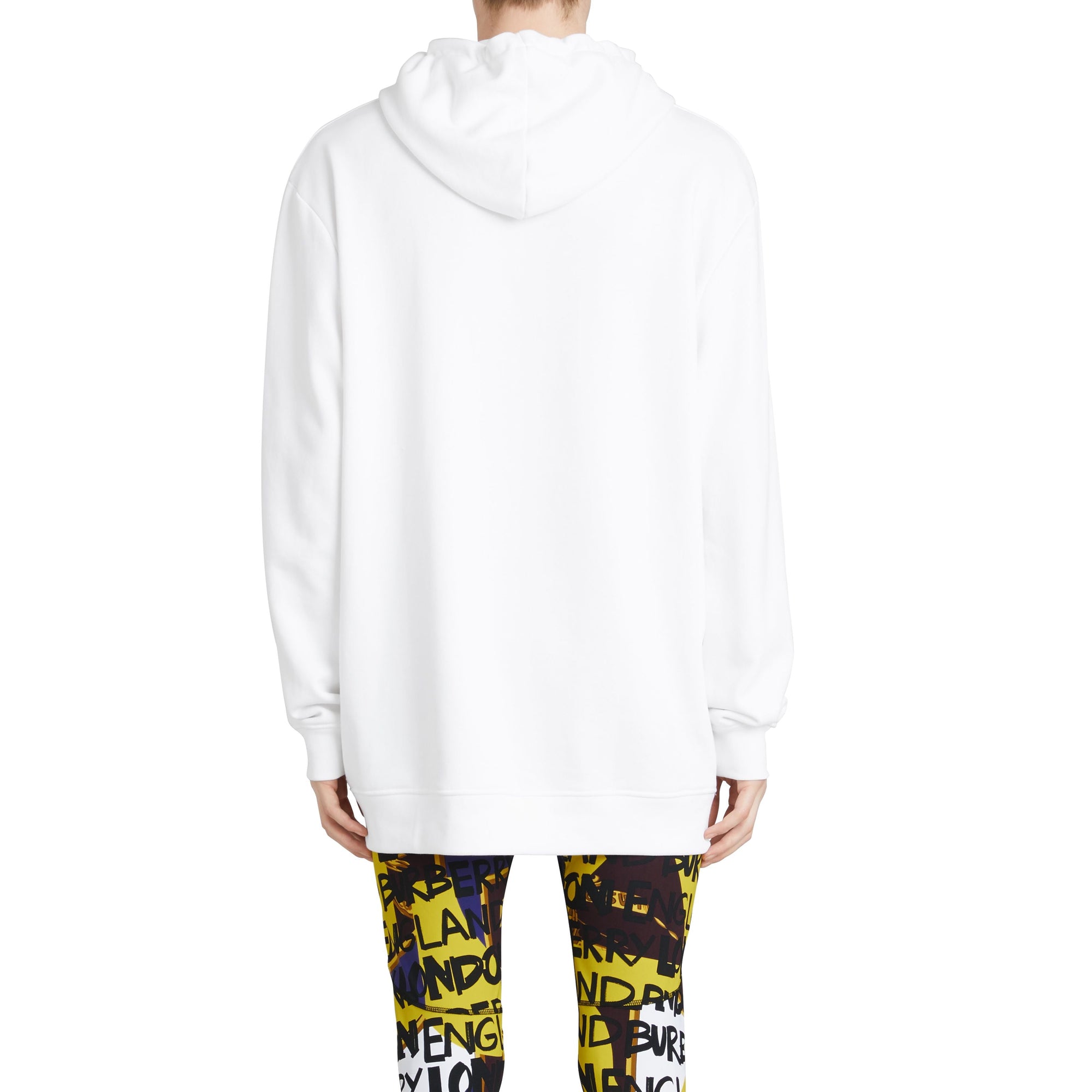 WHITE Sweat-shirt à capuche en jersey de coton avec poche à imprimé étiquette