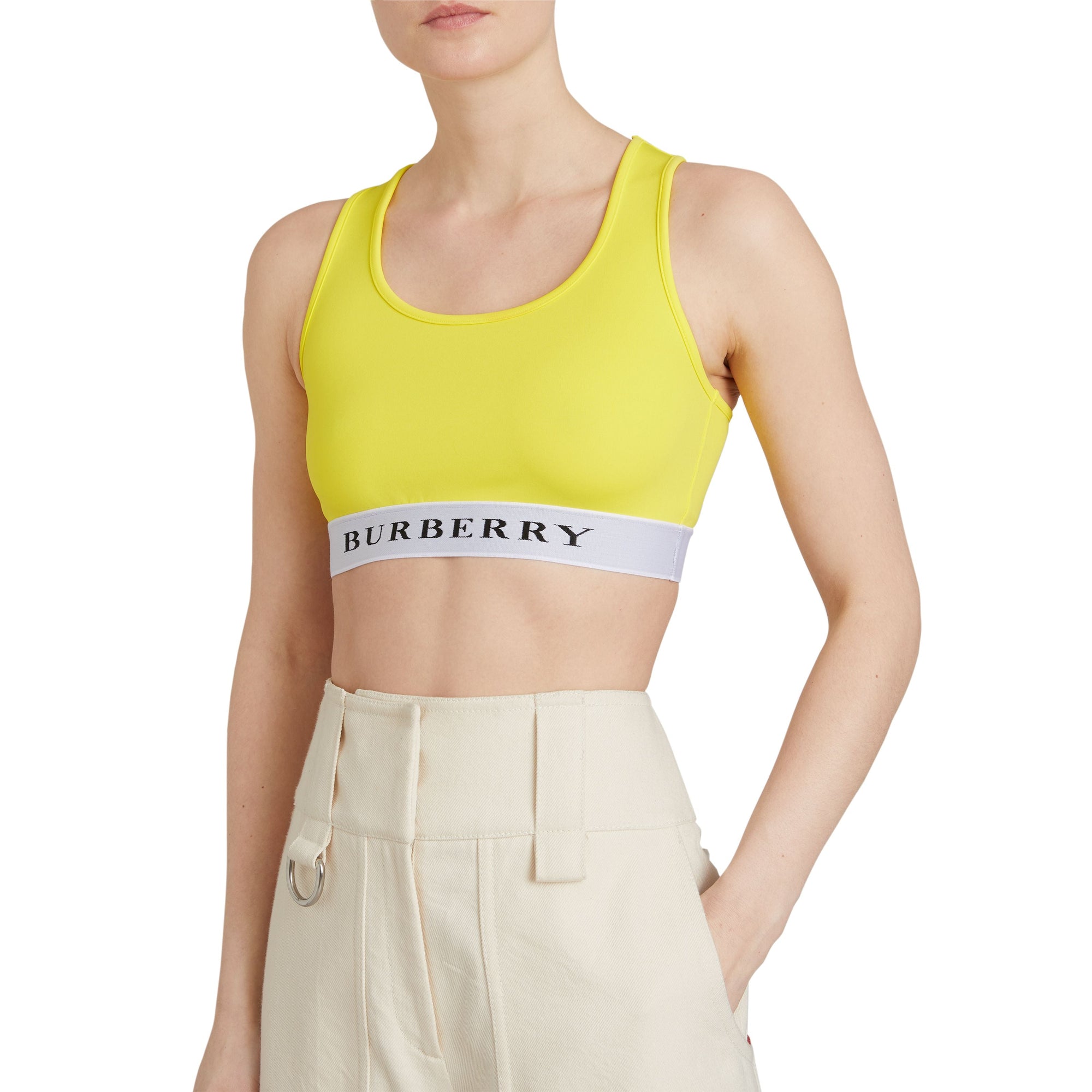 BRIGHT YELLOW Brassière en jersey extensible avec logo