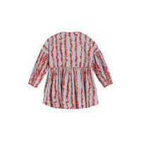 BRIGHT RED Robe en coton à motif rayé griffonné
