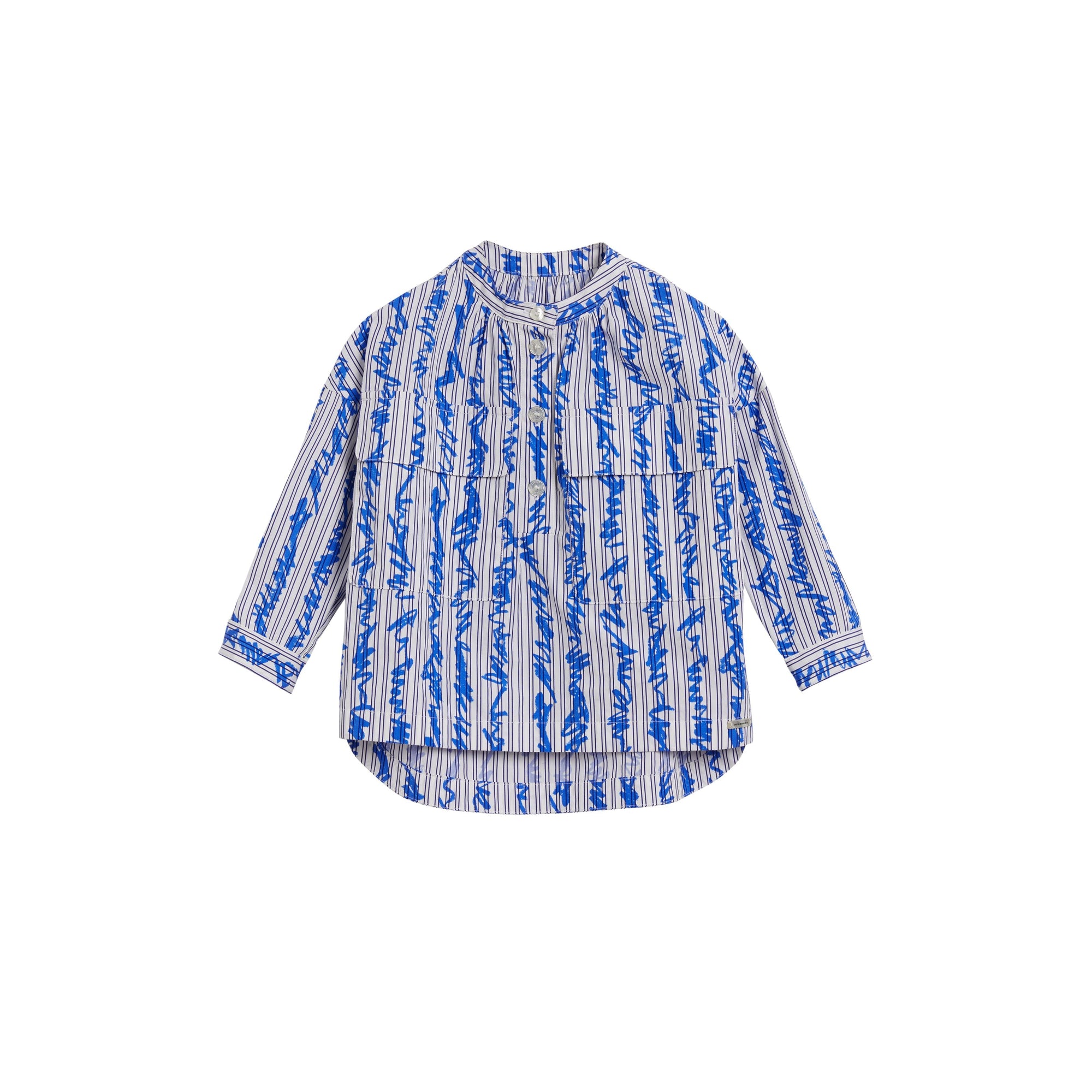 BRIGHT BLUE Chemise en coton à motif rayé griffonné