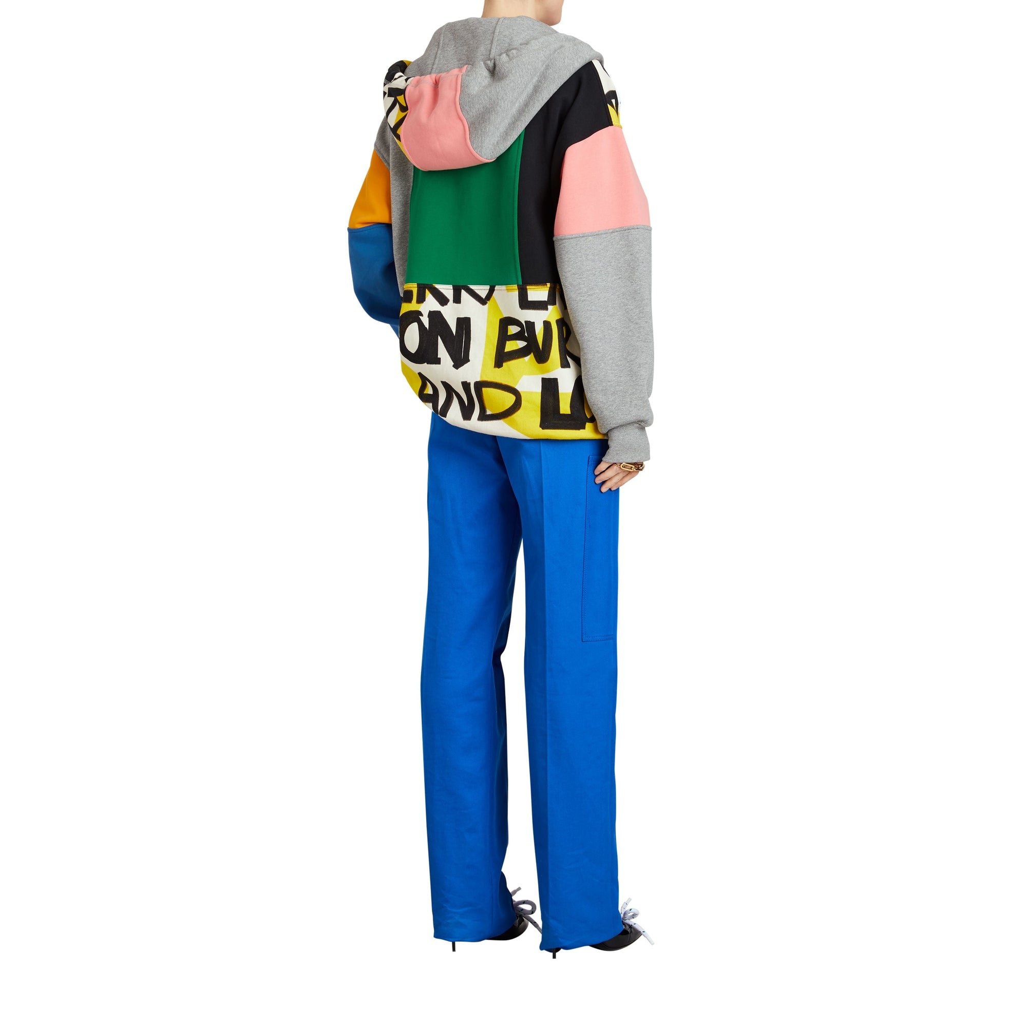 MULTICOLOUR Sweat-shirt à capuche en coton mélangé façon patchwork avec zip à l'avant