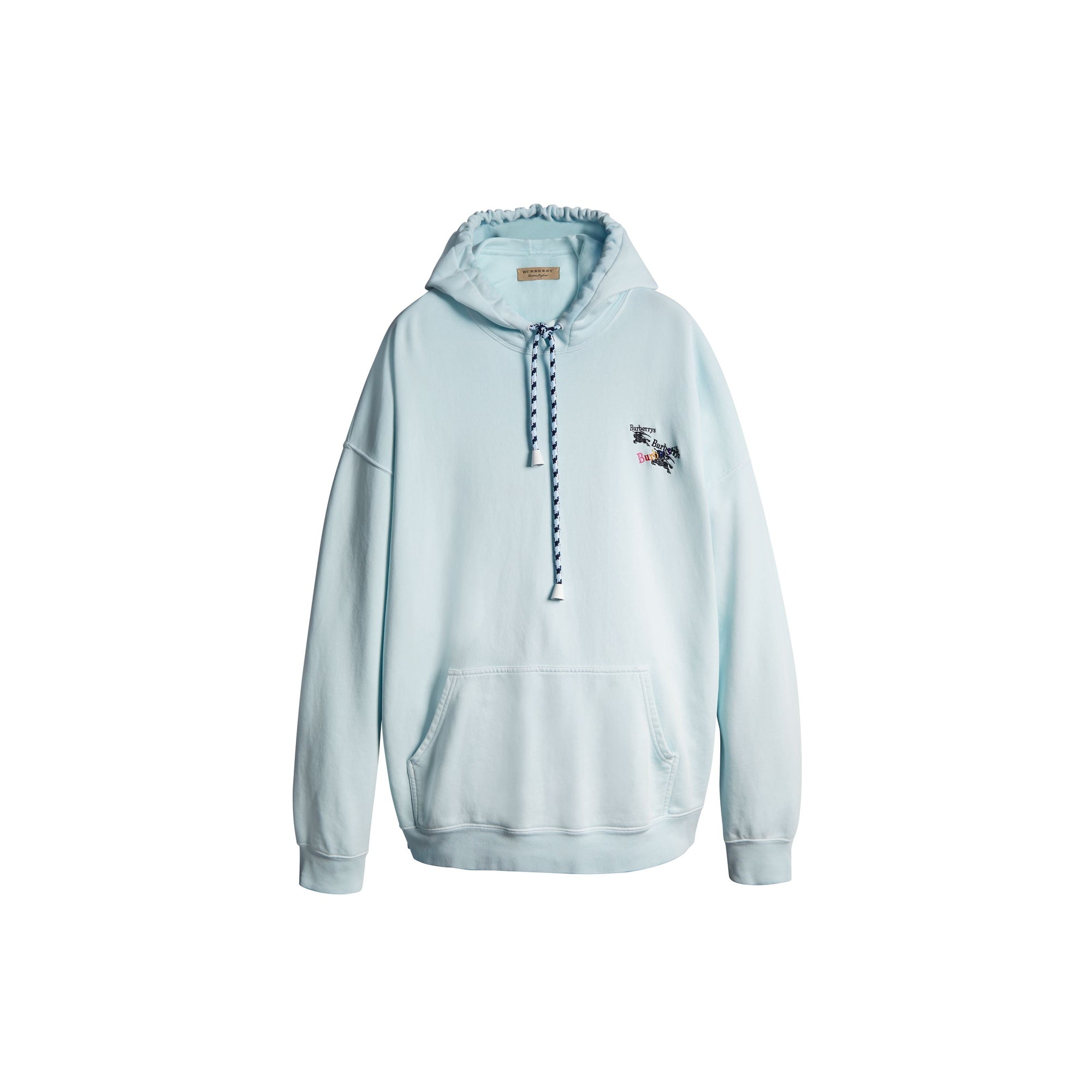 PEARL BLUE Sweat-shirt à capuche oversize en coton brodé du logo du Cavalier