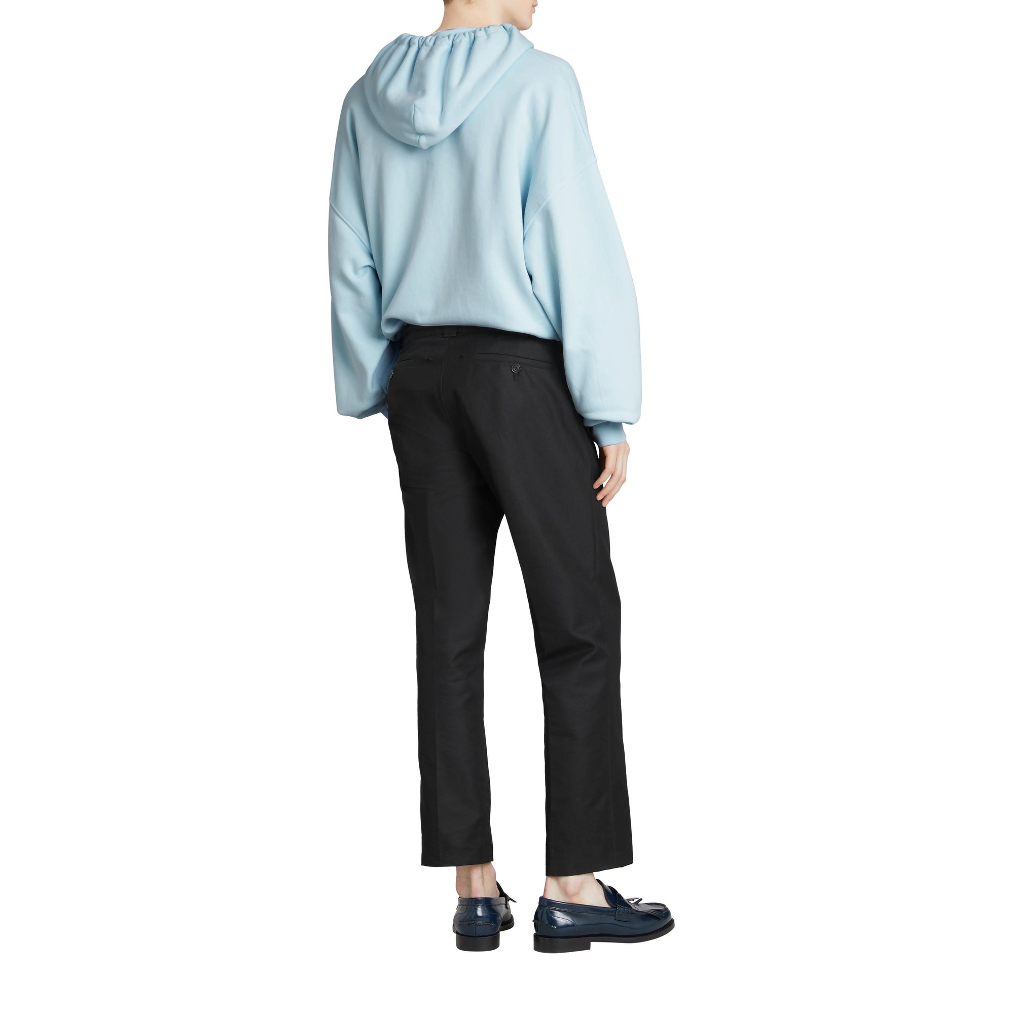 PEARL BLUE Sweat-shirt à capuche oversize en coton brodé du logo du Cavalier