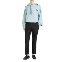PEARL BLUE Sweat-shirt à capuche oversize en coton brodé du logo du Cavalier