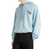 PEARL BLUE Sweat-shirt à capuche oversize en coton brodé du logo du Cavalier