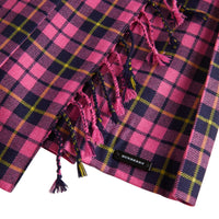 NEON PINK Jupe kilt en laine tartan à franges