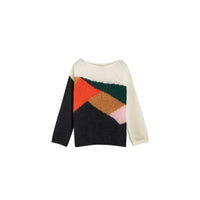 BLACK Pull en soie et mohair mélangés à motif en intarsia géométrique