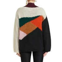 BLACK Pull en soie et mohair mélangés à motif en intarsia géométrique