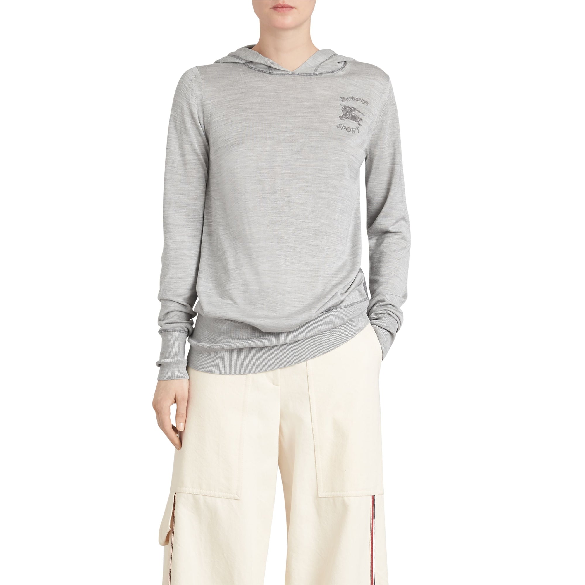 CHARCOAL Sweat-shirt à capuche en soie et cachemire brodé