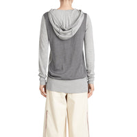 CHARCOAL Sweat-shirt à capuche en soie et cachemire brodé