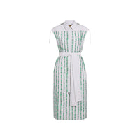 Robe chemise en coton à motif rayé griffonné - Marine vif