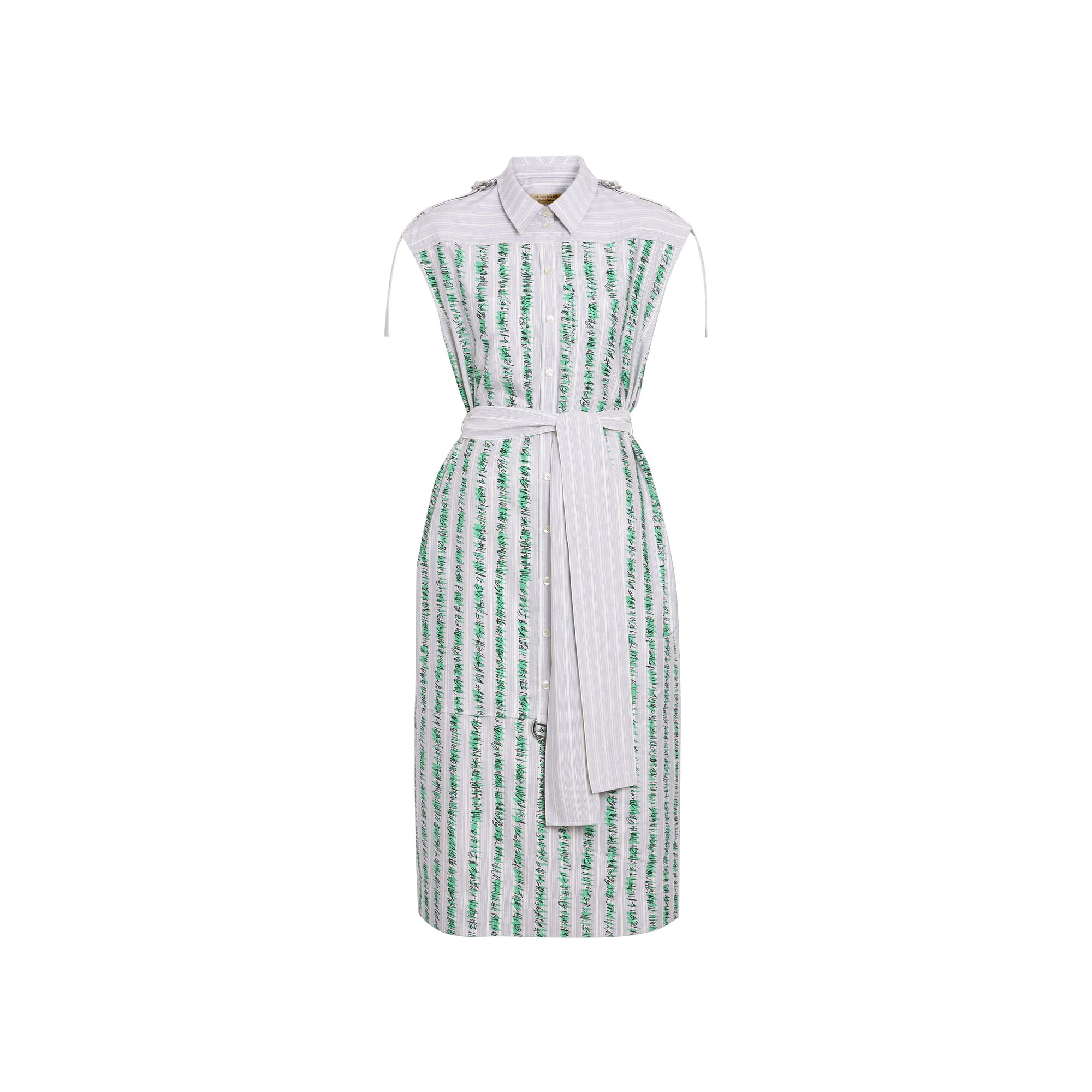 Robe chemise en coton à motif rayé griffonné - Marine vif