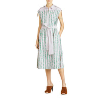 Robe chemise en coton à motif rayé griffonné - Marine vif