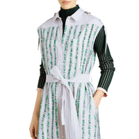 Robe chemise en coton à motif rayé griffonné - Marine vif