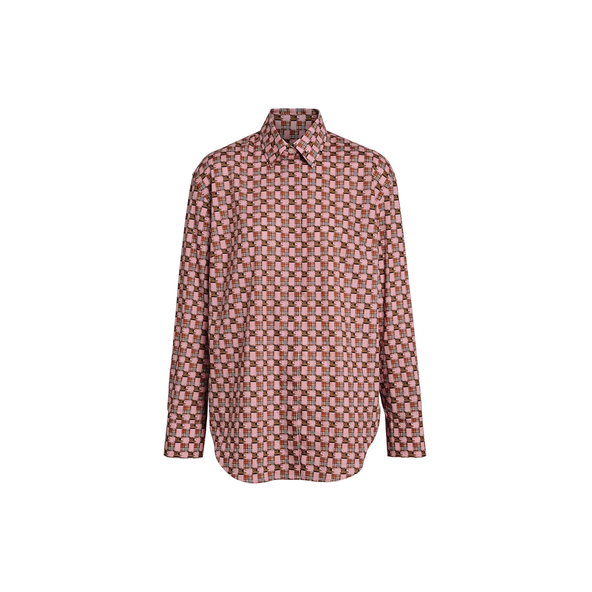 Chemise en coton à imprimé mosaïque d'archive - Rose