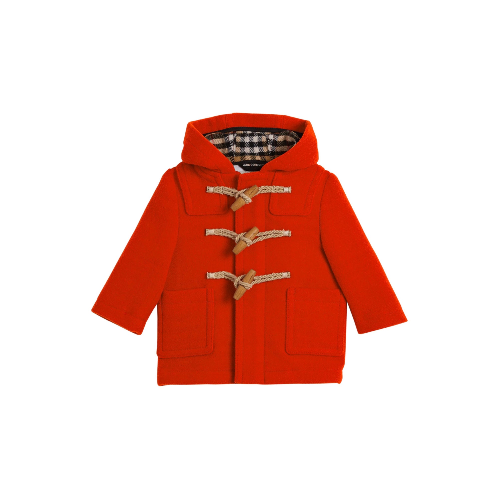 Duffle-coat en laine bouillie - Rouge orangé