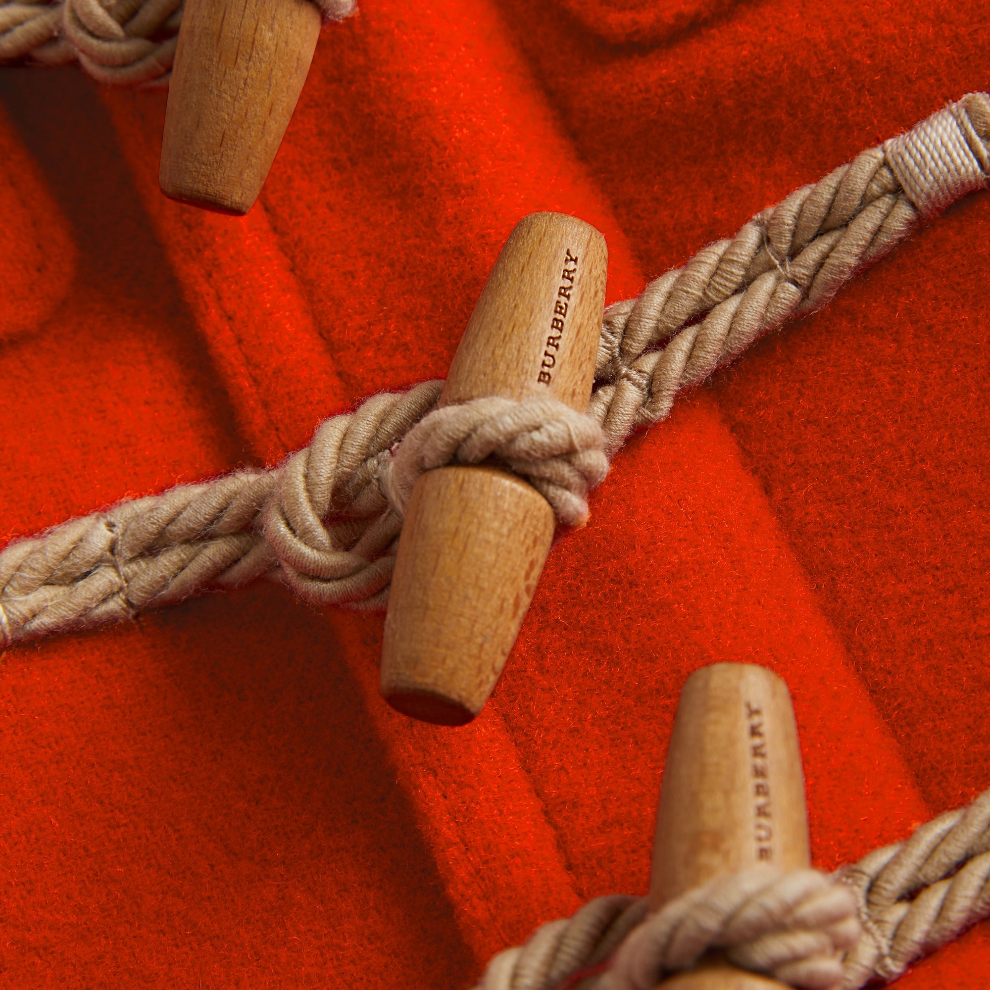 Duffle-coat en laine bouillie - Rouge orangé