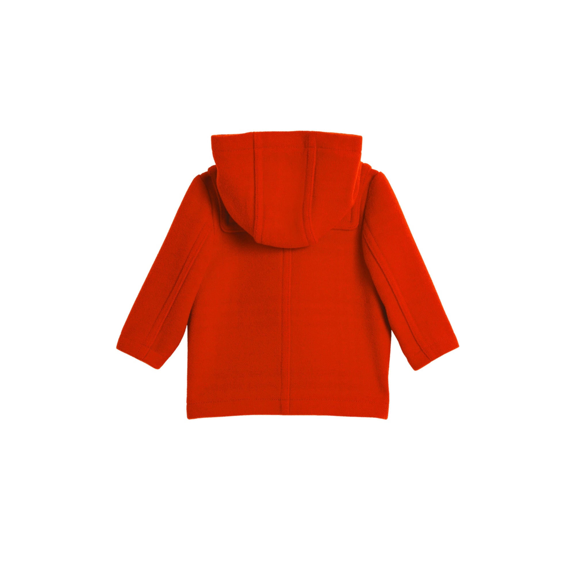 Duffle-coat en laine bouillie - Rouge orangé