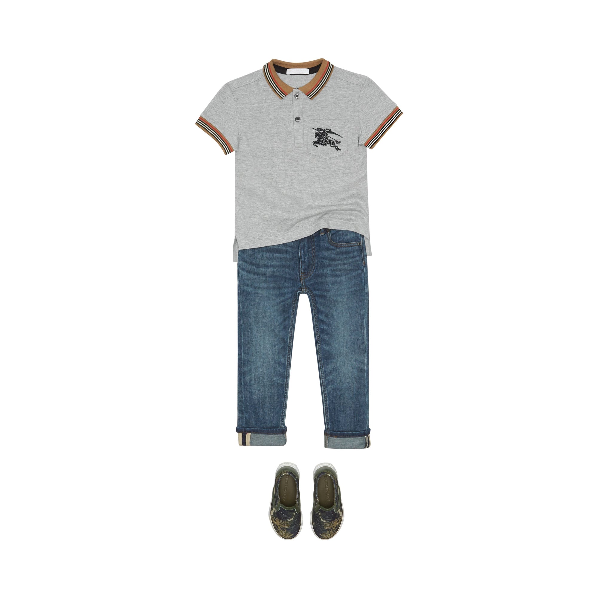 GREY MELANGE Polo en coton à rayures iconiques