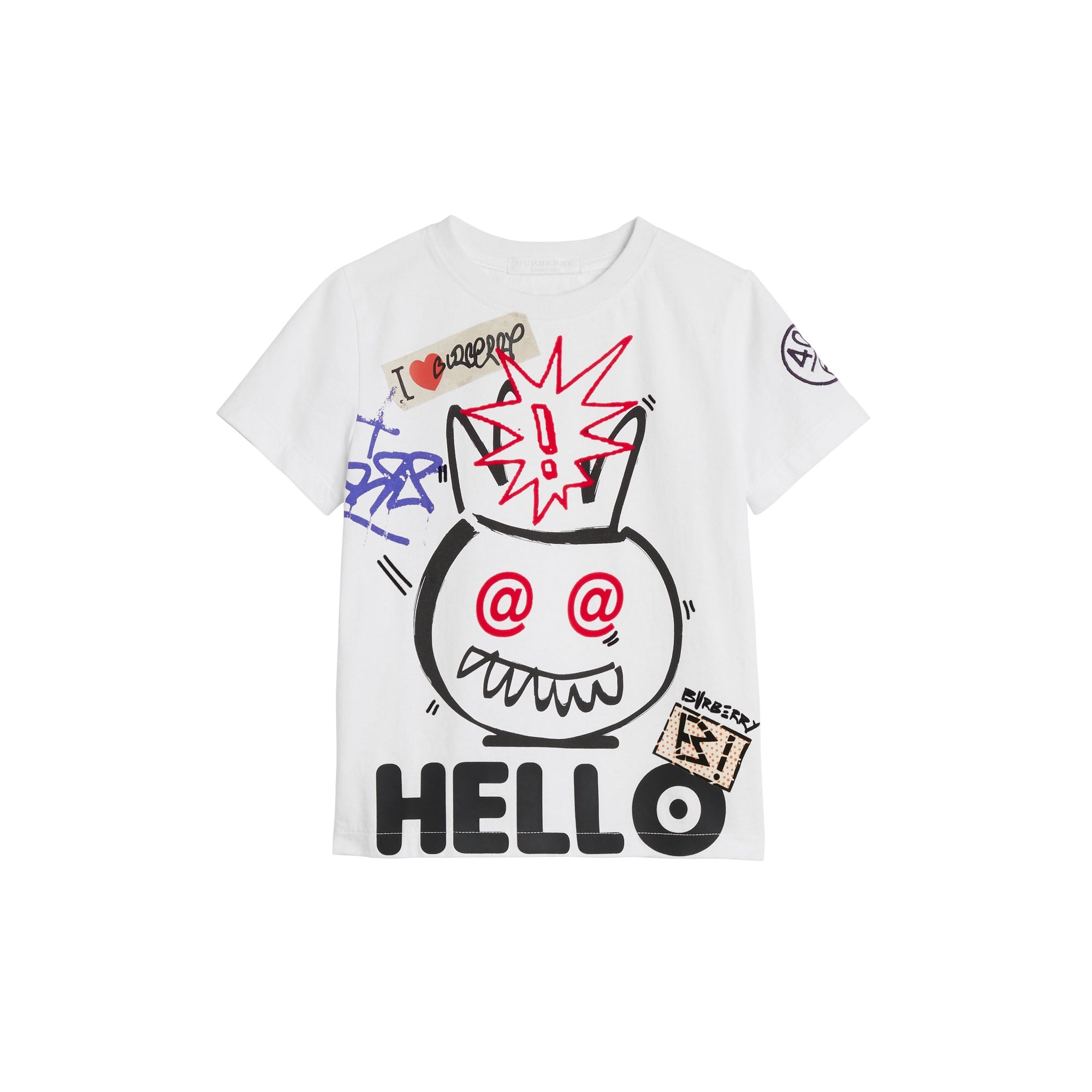 WHITE T-shirt en coton avec imprimé « Hello »