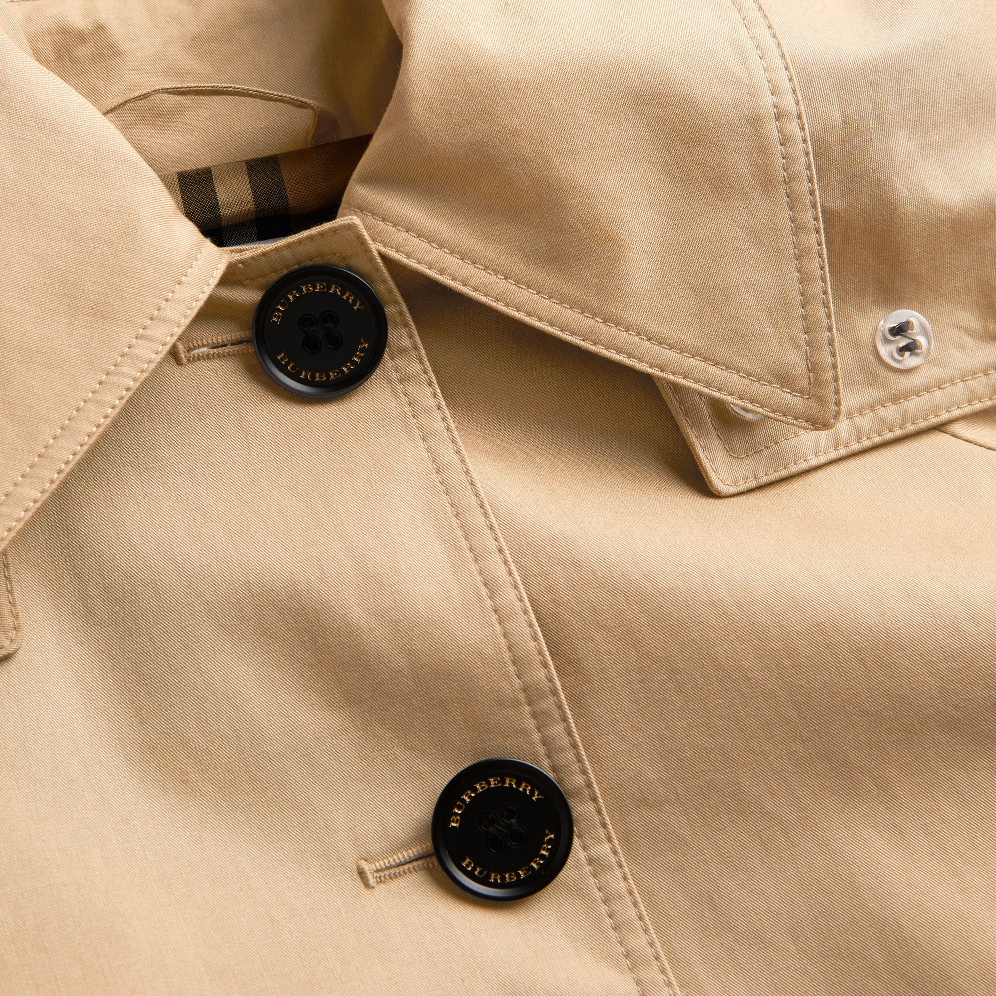 HONEY Manteau évasé en coton résistant aux intempéries avec capuche amovible