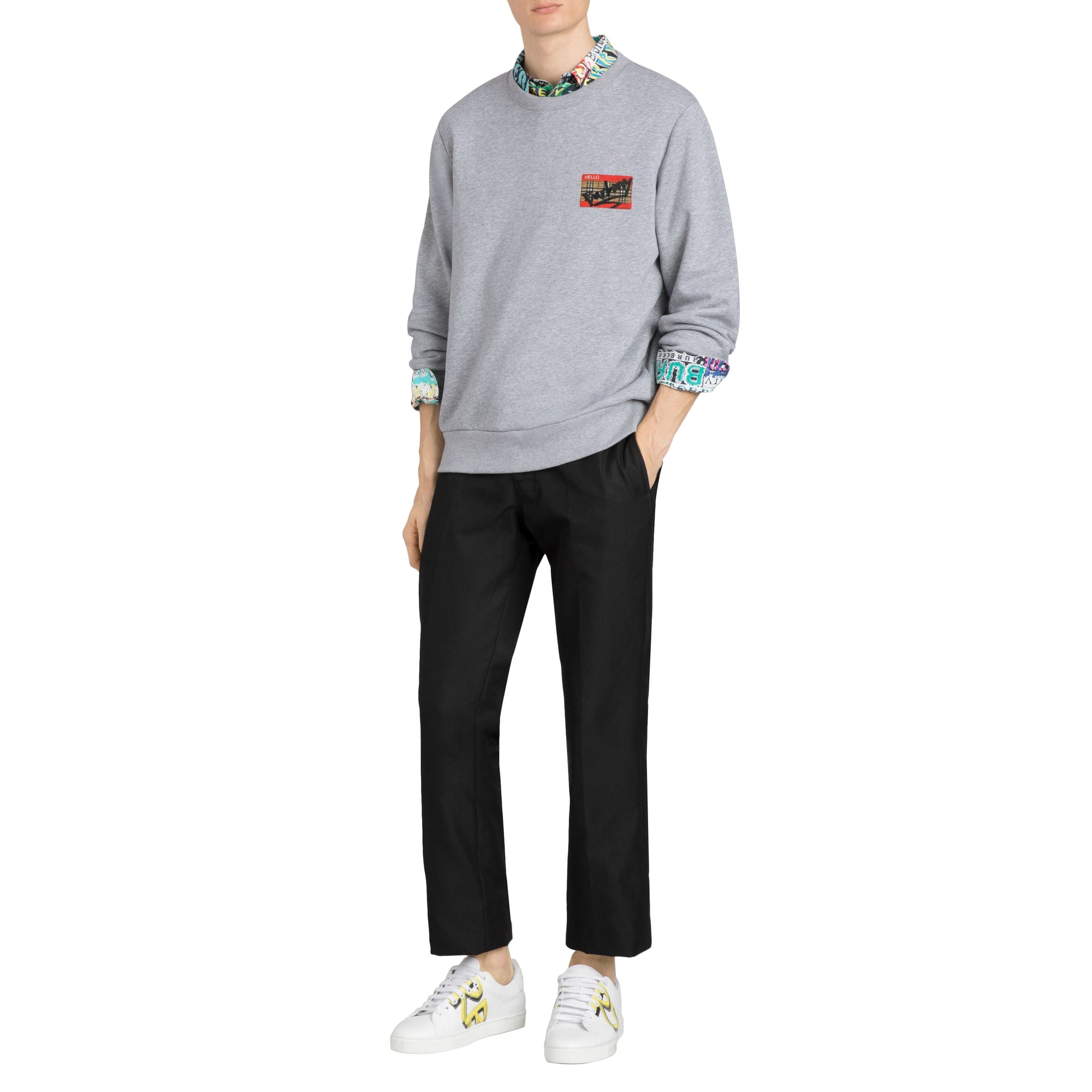 PALE GREY MELANGE Sweat-shirt avec imprimé étiquette en graffiti