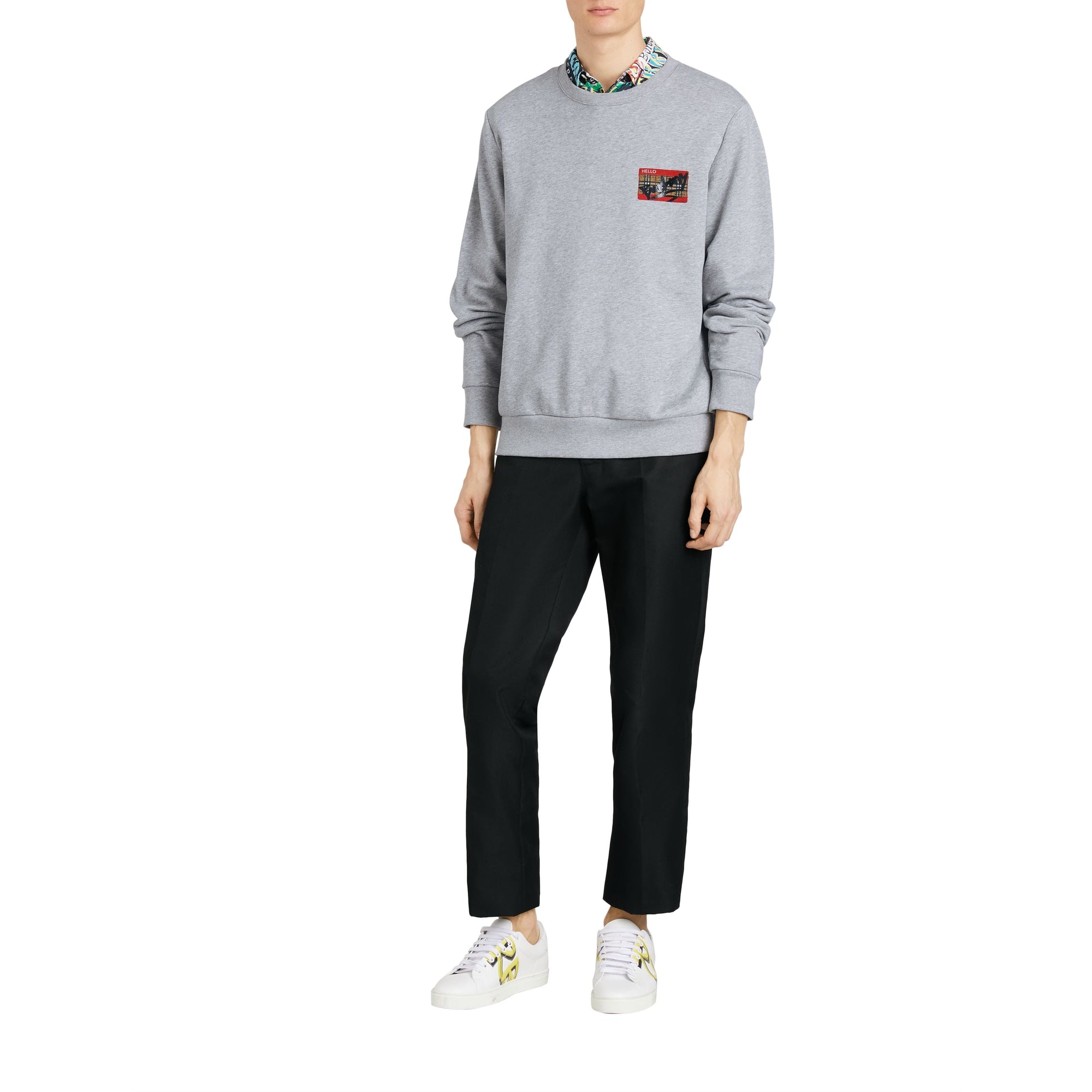 PALE GREY MELANGE Sweat-shirt avec imprimé étiquette en graffiti