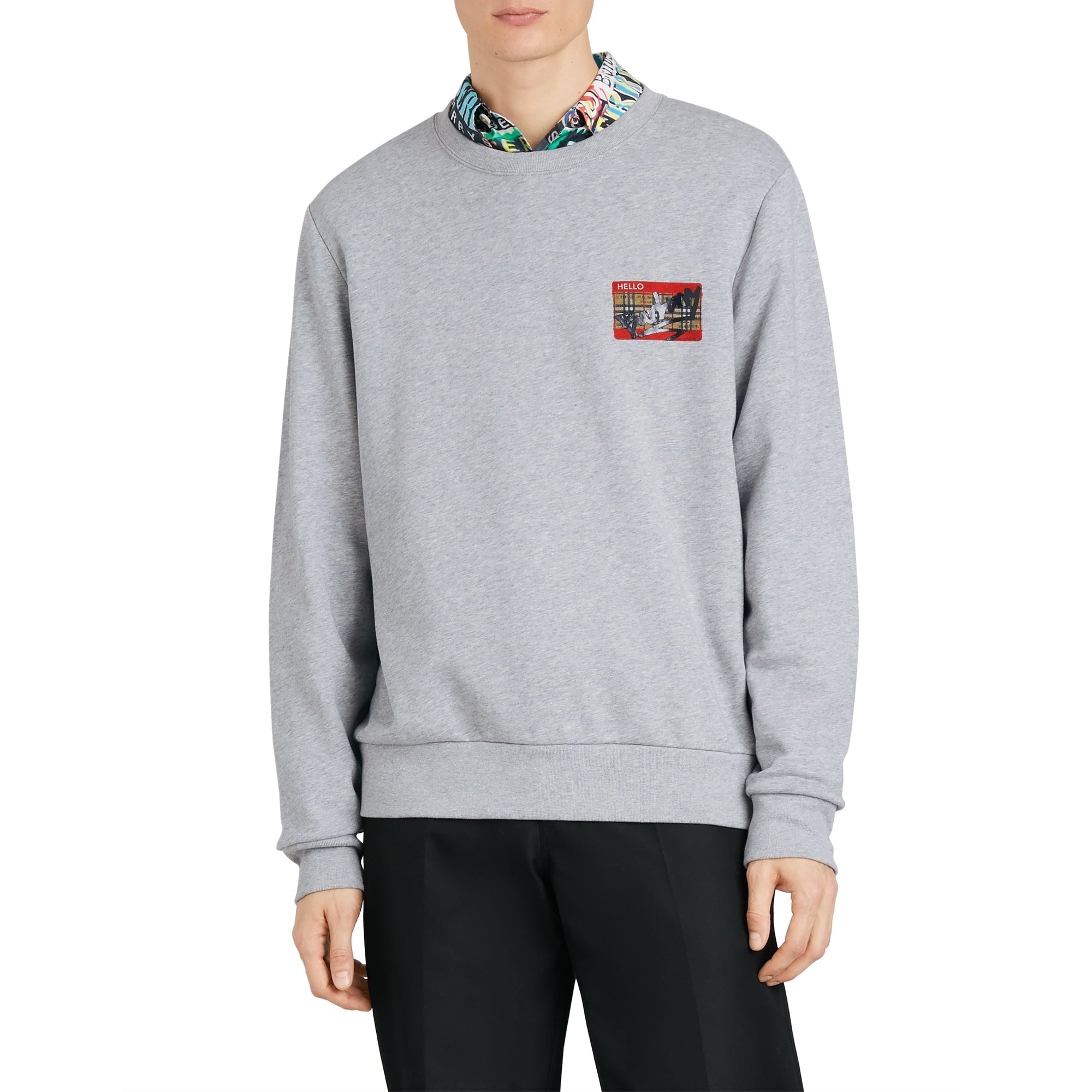 PALE GREY MELANGE Sweat-shirt avec imprimé étiquette en graffiti