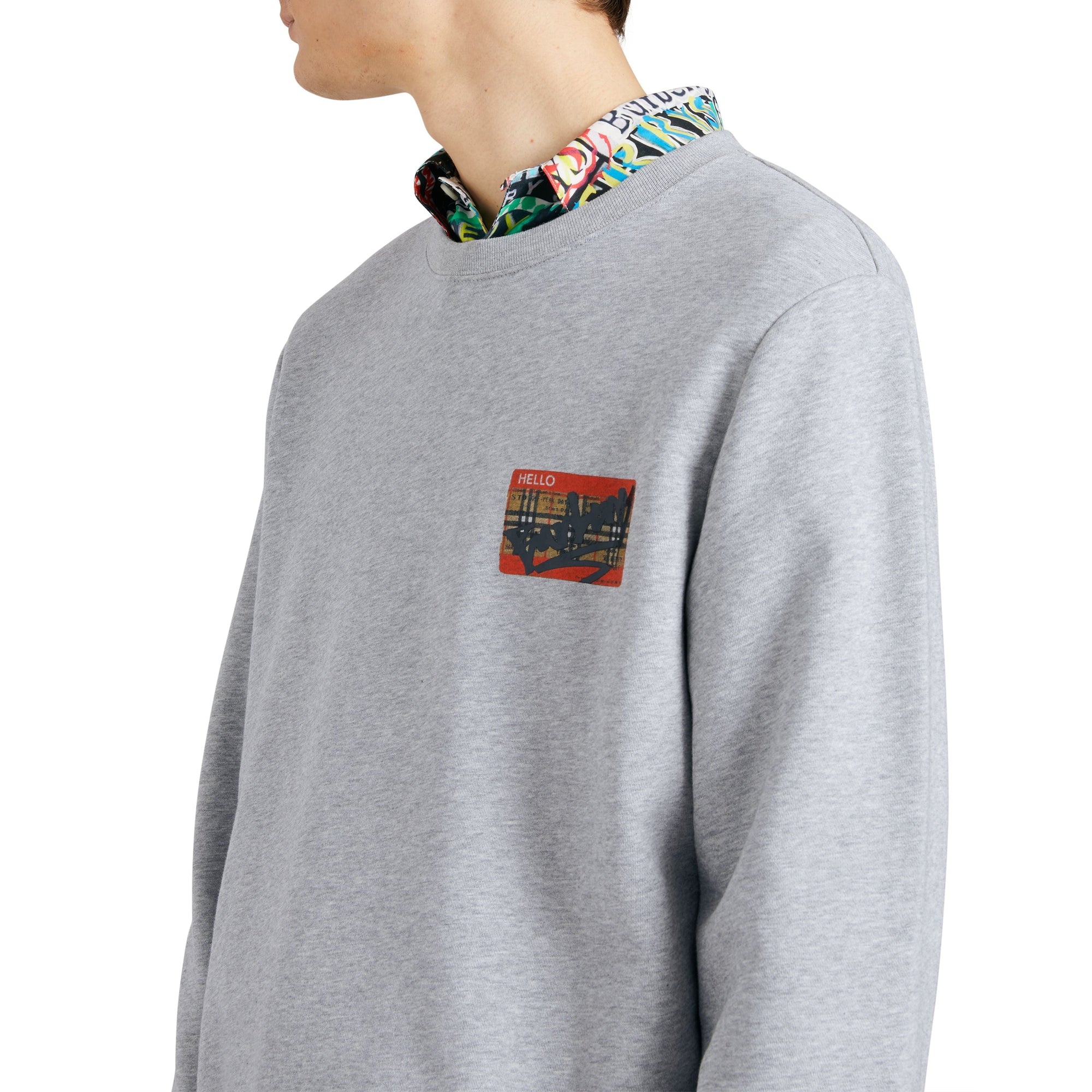 PALE GREY MELANGE Sweat-shirt avec imprimé étiquette en graffiti