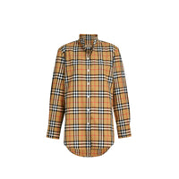 ANTIQUE YELLOW Chemise à col droit en coton avec motif Vintage check