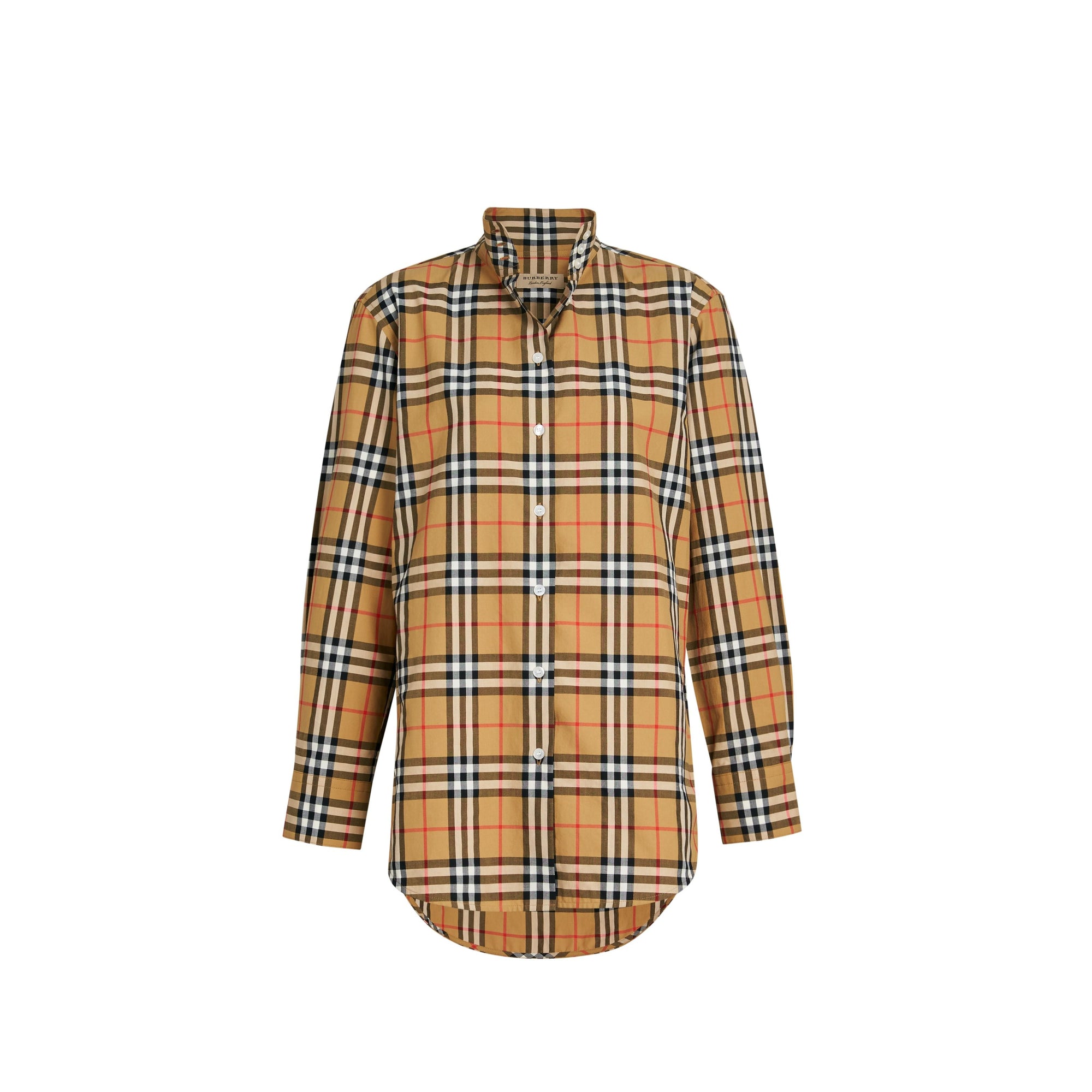 ANTIQUE YELLOW Chemise à col droit en coton avec motif Vintage check