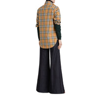 ANTIQUE YELLOW Chemise à col droit en coton avec motif Vintage check