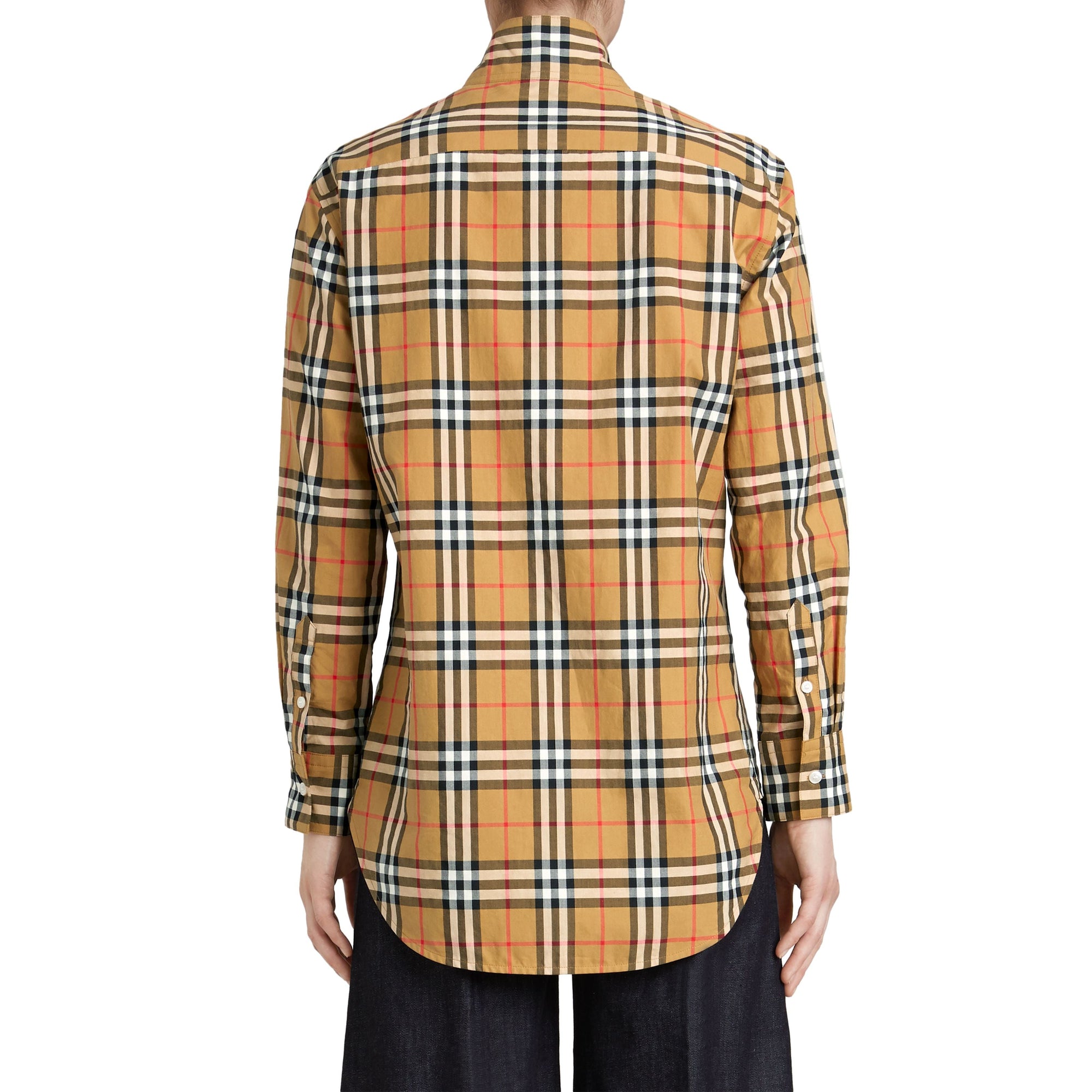 ANTIQUE YELLOW Chemise à col droit en coton avec motif Vintage check