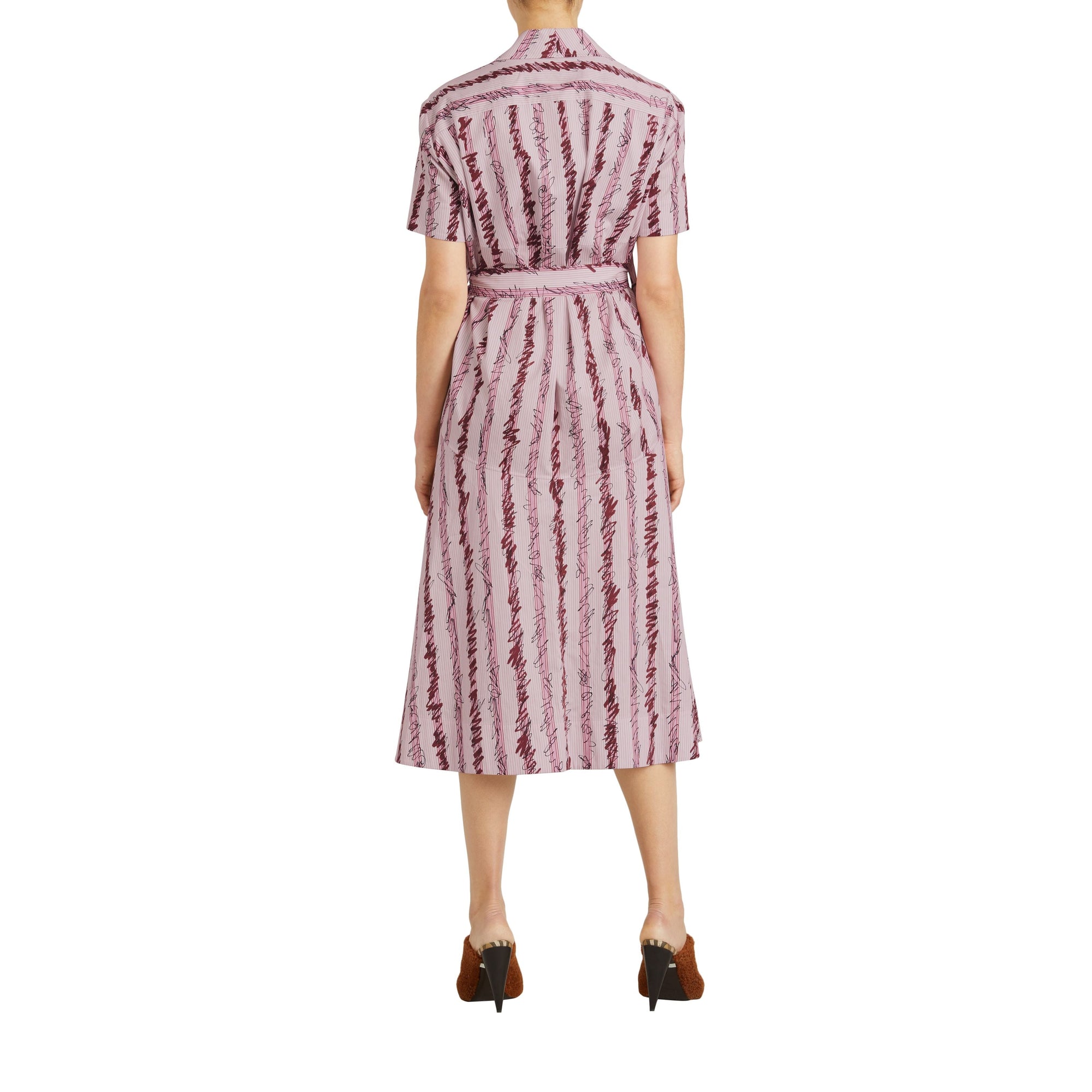 LIGHT PINK STRIPE Robe chemise en coton à motif rayé griffonné