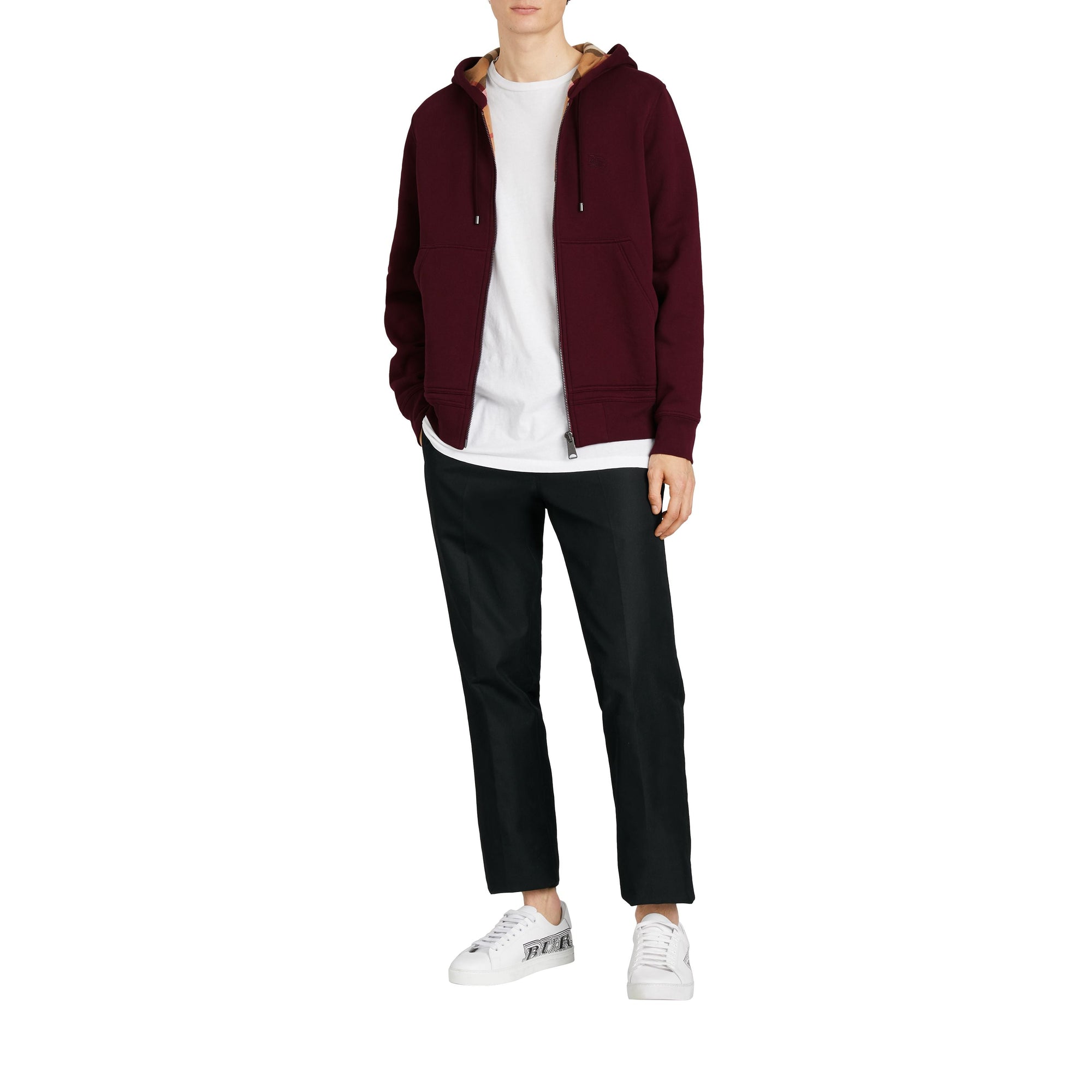 DARK CRIMSON Sweat-shirt à capuche en jersey avec détails check