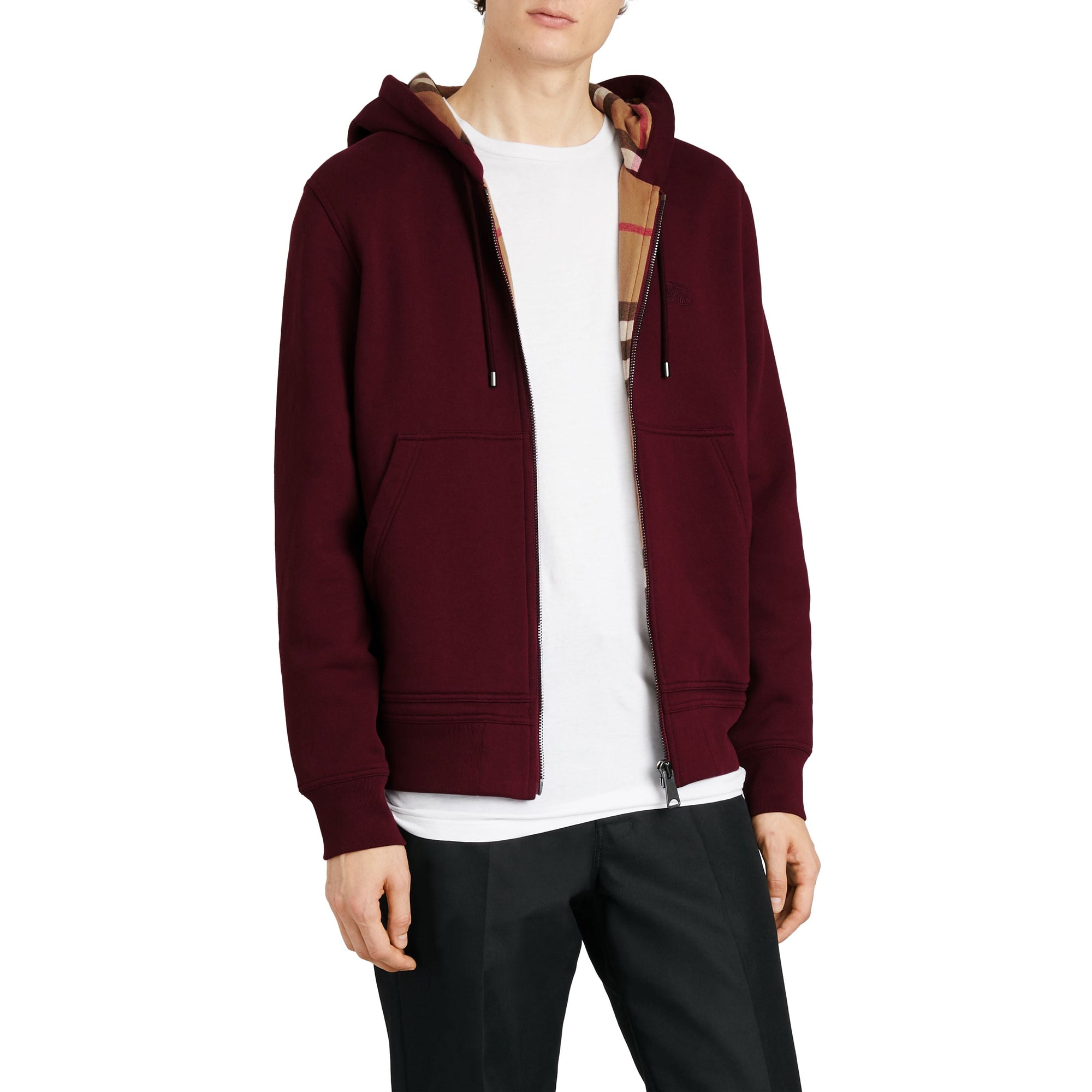 DARK CRIMSON Sweat-shirt à capuche en jersey avec détails check