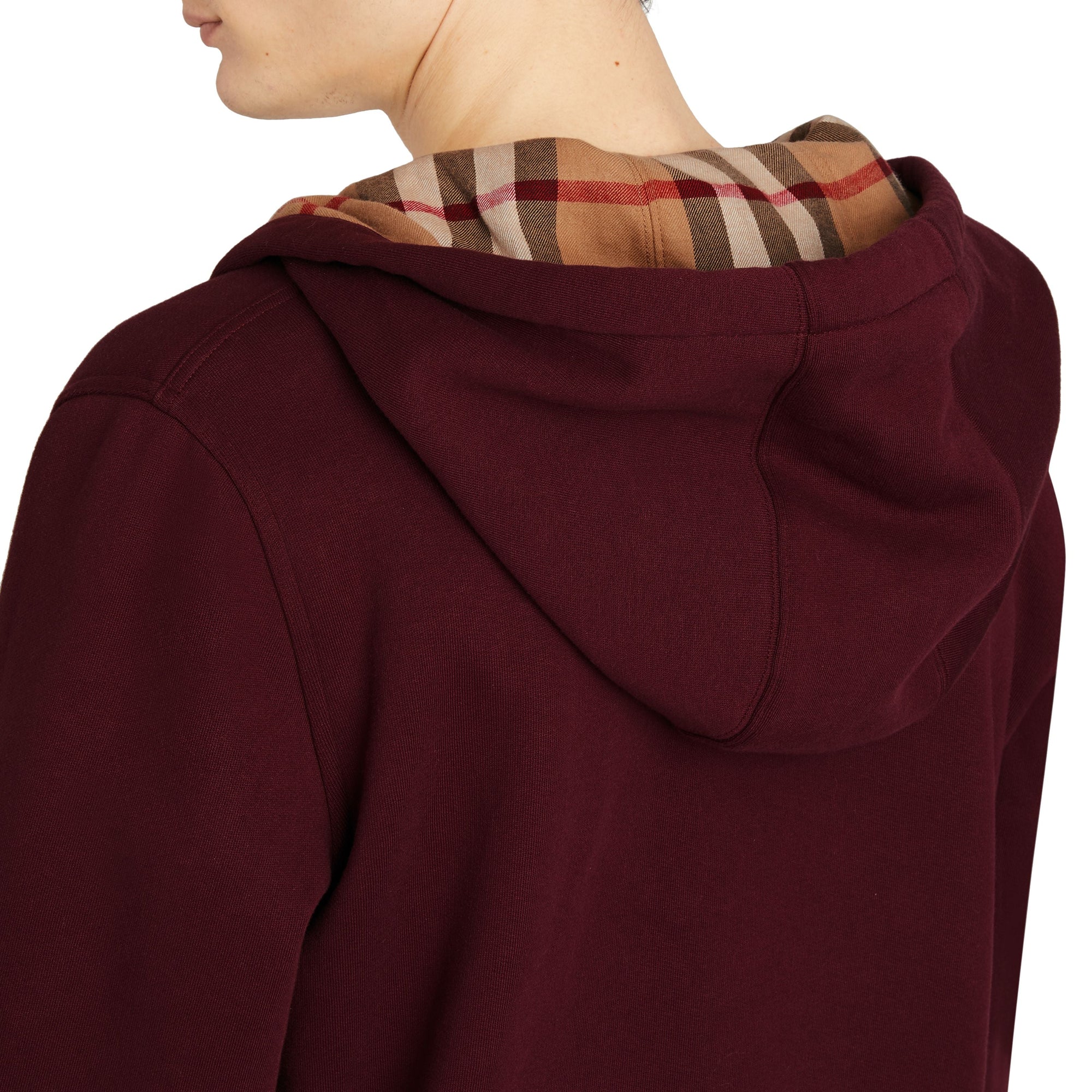DARK CRIMSON Sweat-shirt à capuche en jersey avec détails check