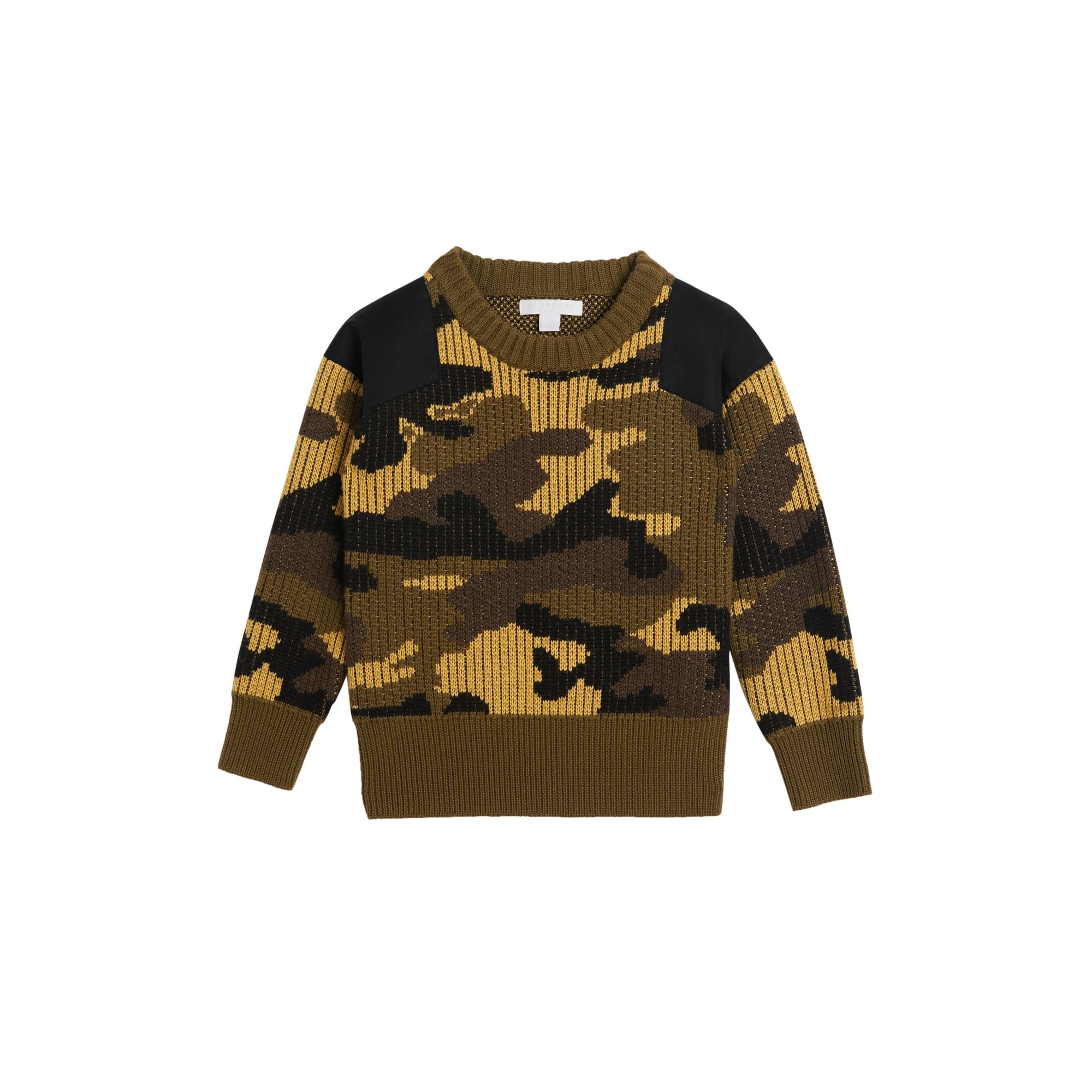 KHAKI GREEN Pull jacquard en laine mérinos à motif camouflage