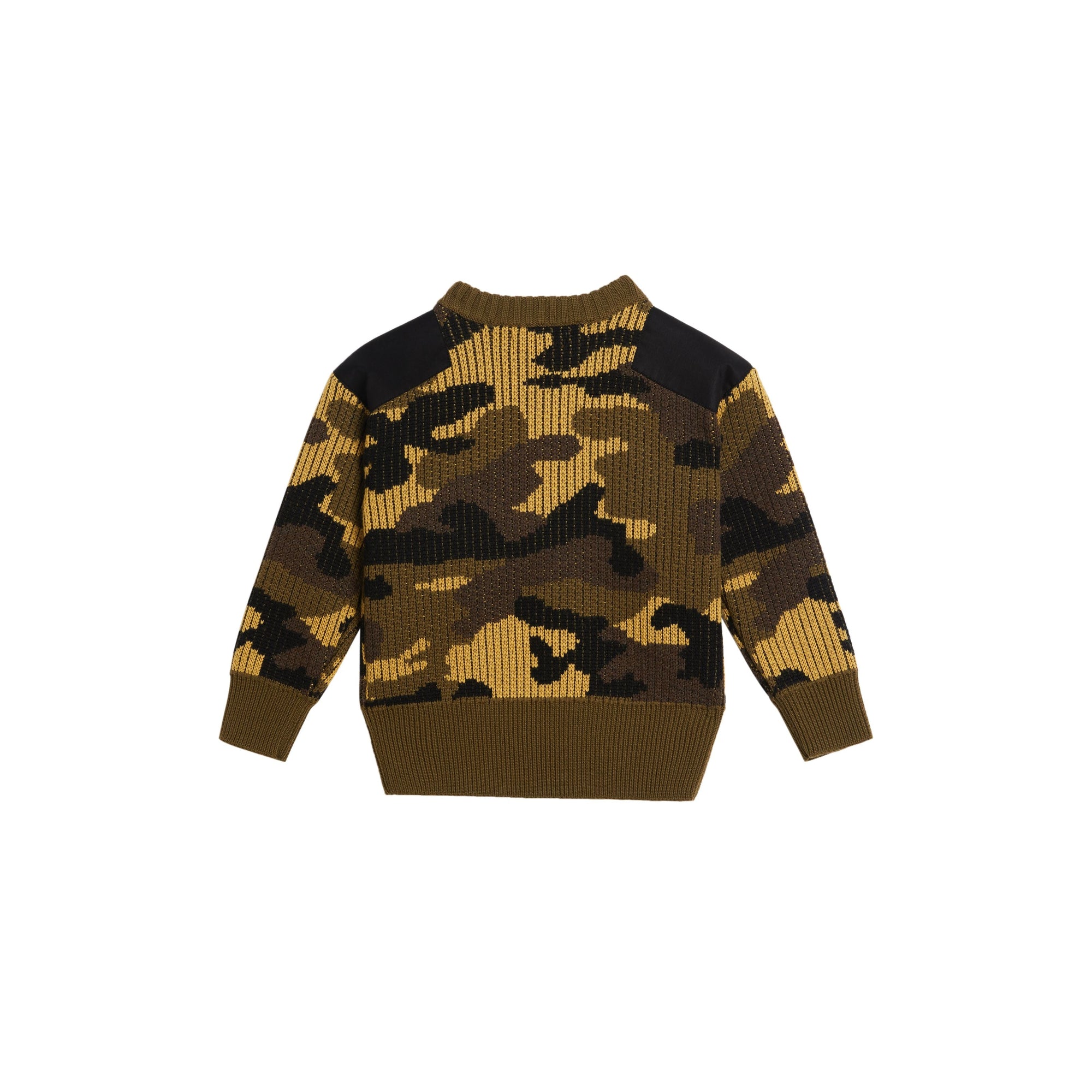 KHAKI GREEN Pull jacquard en laine mérinos à motif camouflage