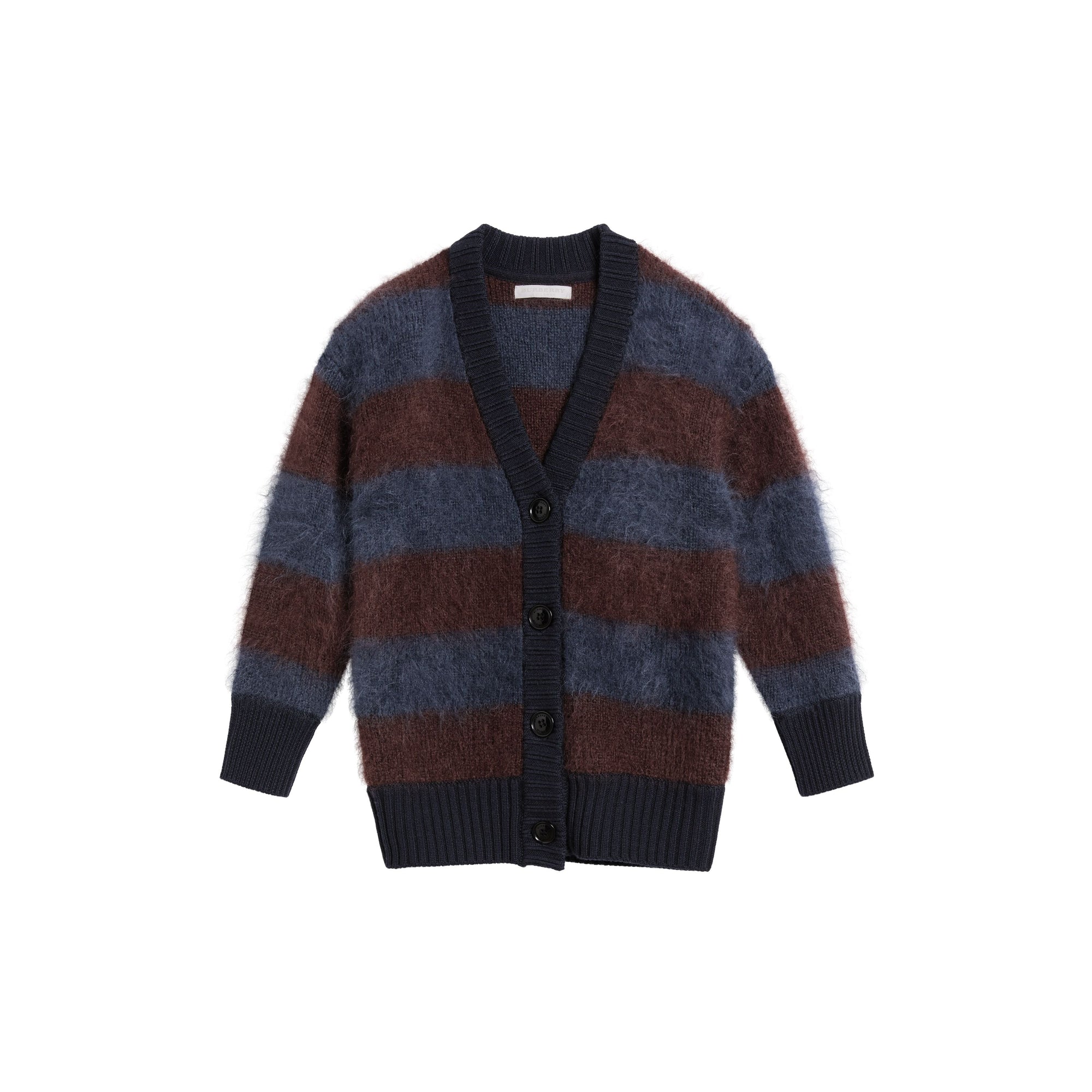 BURGUNDY Cardigan en mohair mélangé rayé tricolore