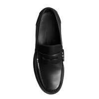 BLACK Mocassins Penny Loafers en cuir