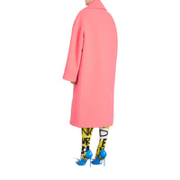 Manteau oversize en laine et cachemire double face - Rose corail vif