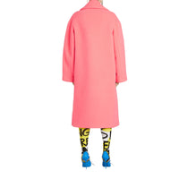 Manteau oversize en laine et cachemire double face - Rose corail vif