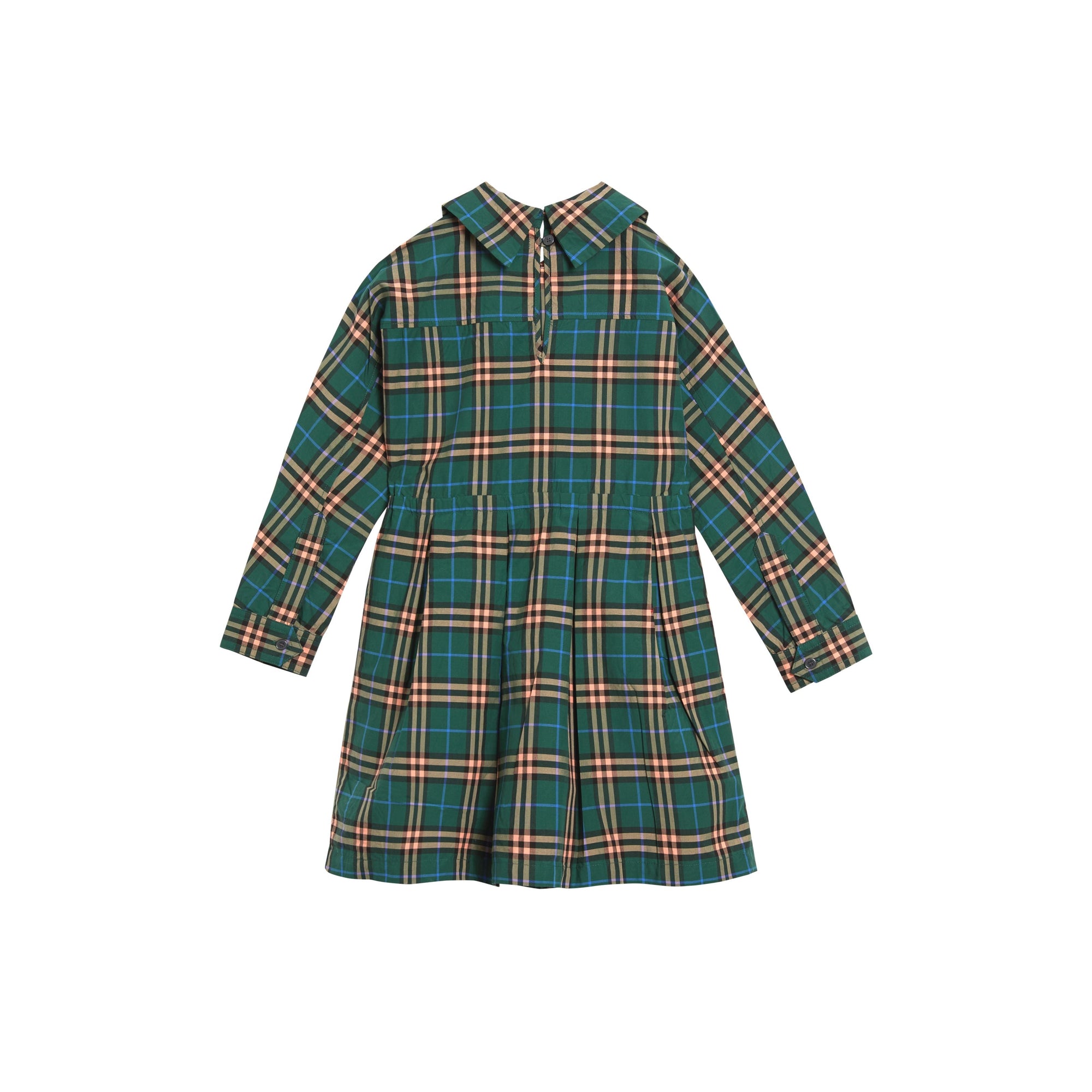DARK FOREST GREEN Robe à cordon de serrage en coton à motif check