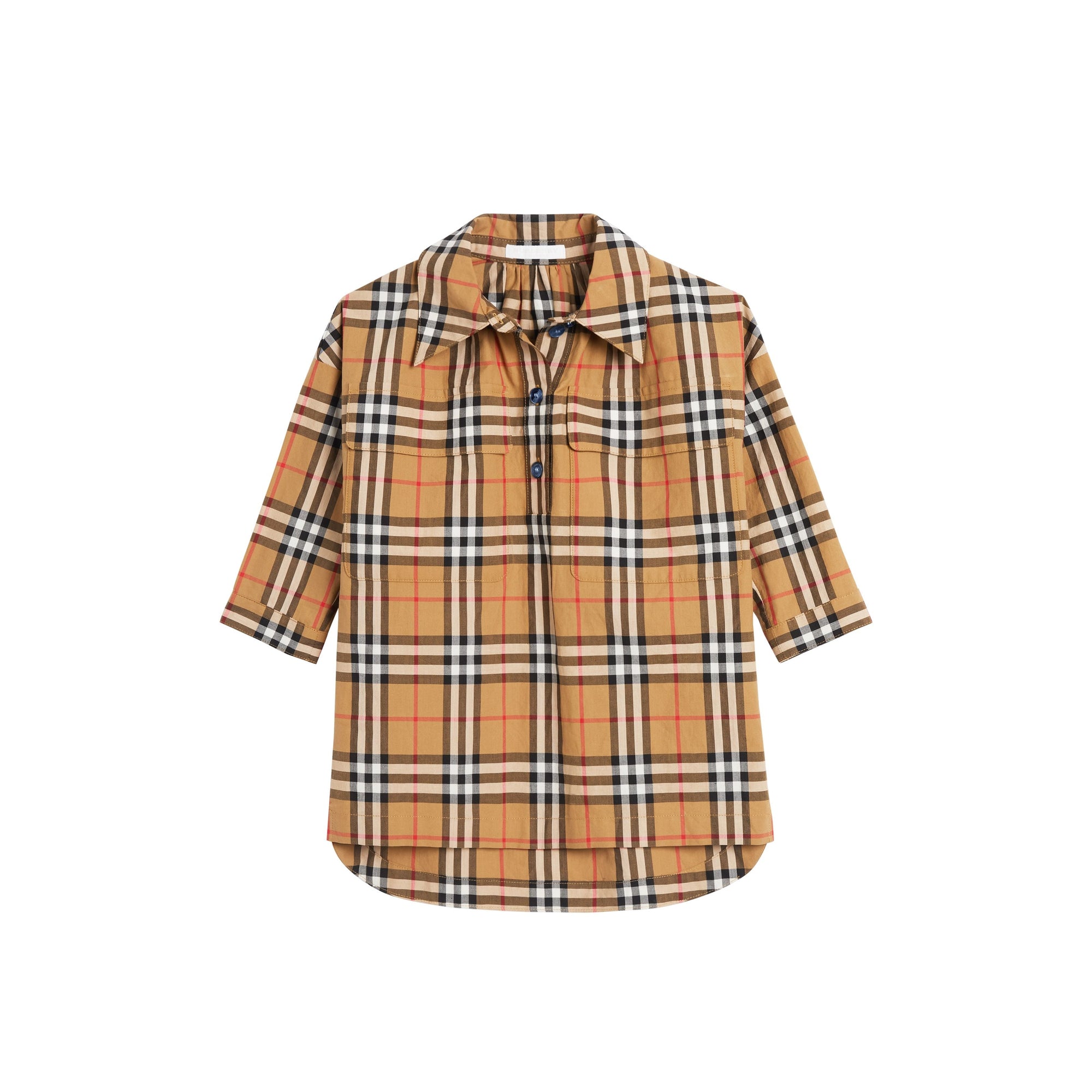 ANTIQUE YELLOW Robe chemise à motif Vintage check
