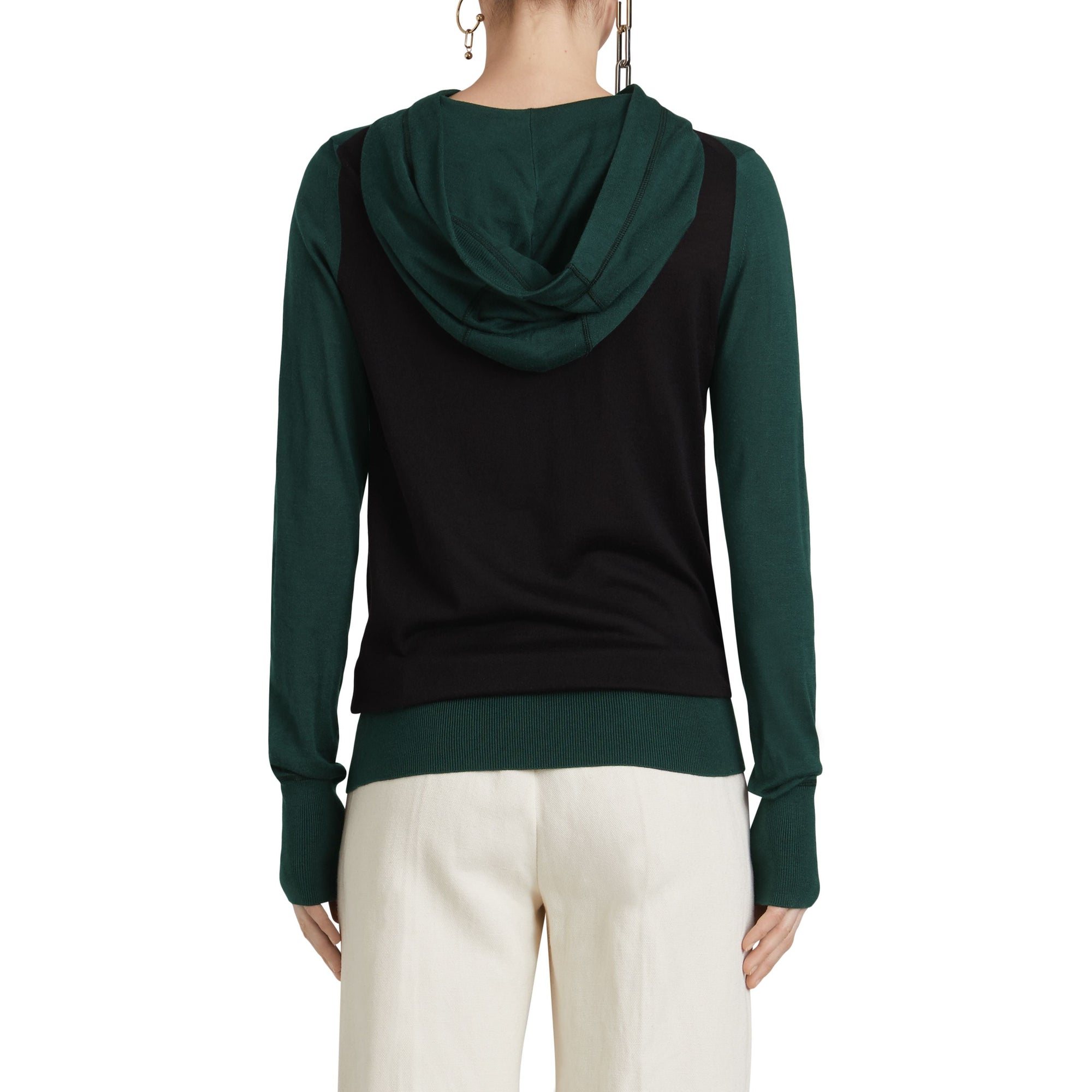 PIGMENT GREEN Sweat-shirt à capuche en soie et cachemire brodé