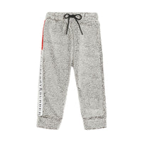 GREY MELANGE Pantalon de survêtement en faux shearling rayé avec logo
